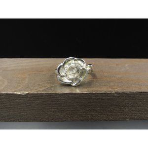 Size 7 Sterling Silver Fancy Rose And Vine Band Ring
